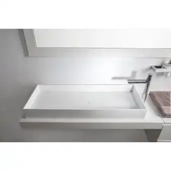 Ideavit solidjoy opbouw wastafel 100x37.5x11cm rechthoek 0 kraangaten 1 wasbak solid surface wit