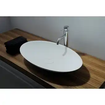 Ideavit solidjazz opbouw wastafel 70x40x9cm ovaal 0 kraangaten 1 wasbak solid surface wit