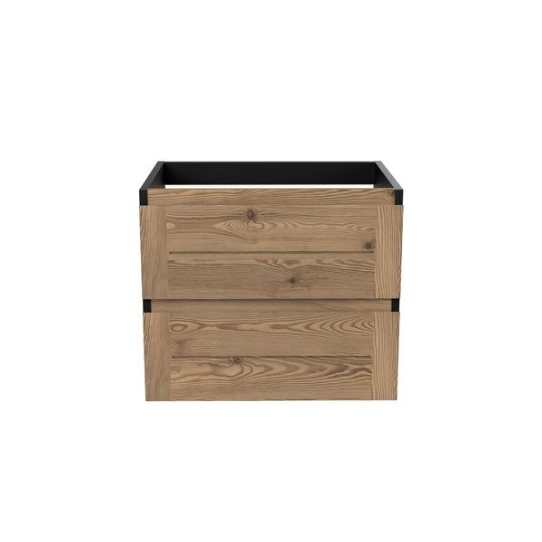 Sawiday Arcqua nature wastafelonderkast 59.5x45.9cm met softclose greeploos 2 lades hout met melamine afwerking fronten echt eiken / aanbieding