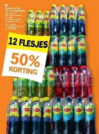 Albert Heijn Lipton ice tea 12 x 0.5 literflesjes aanbieding