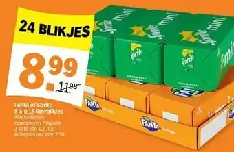 Albert Heijn Fanta of sprite 8 x 0.15 literblikjes aanbieding