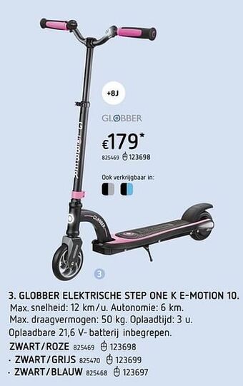 Dreamland Globber elektrische step one k e-motion 10 zwart/grijs aanbieding