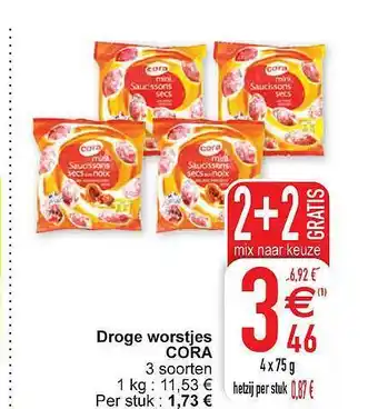 Cora Droge worstjes cora aanbieding