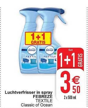 Cora Luchtverfrisser in spray febreze aanbieding