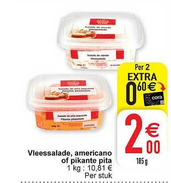 Cora Vleessalade, americano of pikante pita aanbieding