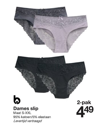 Zeeman Dames Slip Maat S-XXL, 2-pak aanbieding