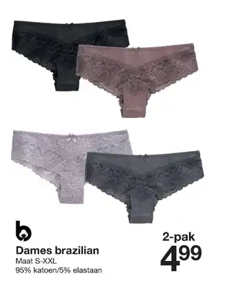 Zeeman Dames Brazilian Maat S-XXL, 2-pak aanbieding
