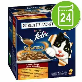 Zooplus 100g Sensations in Saus 24 x Vlees selectie Felix Kattenvoer aanbieding