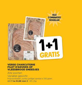 Jumbo Verse charcuterie filet d'anvers of vleesbrood sneedjes aanbieding