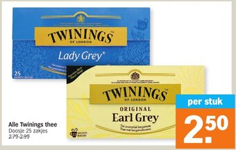 Albert Heijn Alle Twinings Thee Doosje 25 Zakjes aanbieding