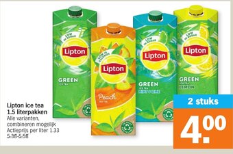 Albert Heijn Lipton Ice Tea 1.5 Literpakken aanbieding