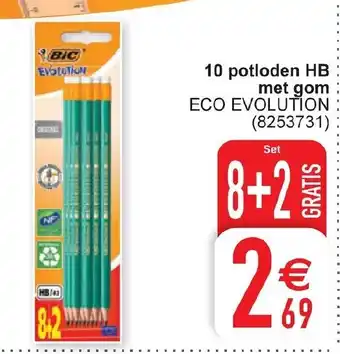 Cora Bic 10 Potloden HB met Gom Eco Evolution aanbieding