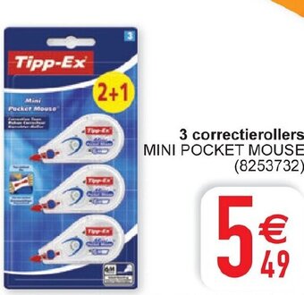 Cora Tipp-Ex 3 Correctierollers Mini Pocket Mouse aanbieding