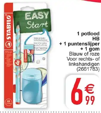 Cora Stabilo 1 Potlood HB +1 Puntenslijper +1 Gom aanbieding
