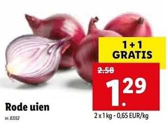 Lidl Rode uien 1kg aanbieding
