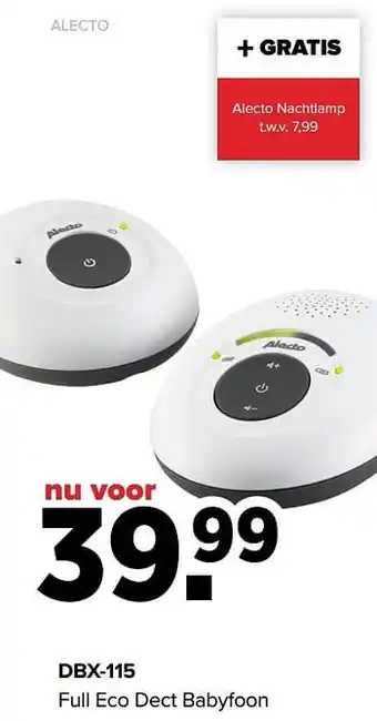 Alecto dbx-115 full eco dect babyfoon
