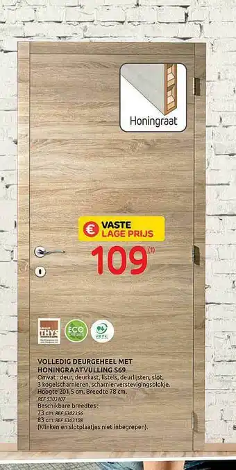Brico Volledig deurgeheel met honingraat vulling S69 aanbieding