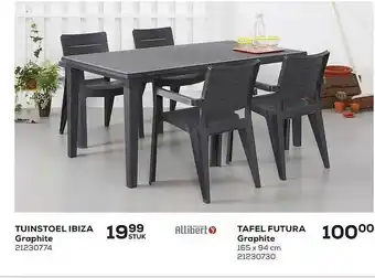 Allibert tuinstoel ibiza graphite en tafel futura graphite