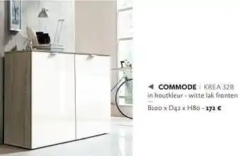 Commode in houtkleur - witte lak fronten B100xD4xH80