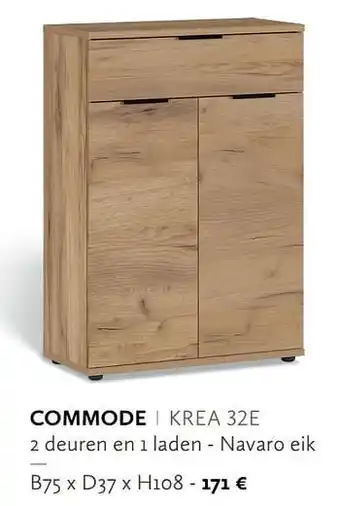 Commode 2 deuren en 1 laden - navaro eik B75xD37xH108