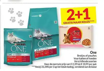 Intermarché One brokjes pouches voor katten of honden aanbieding