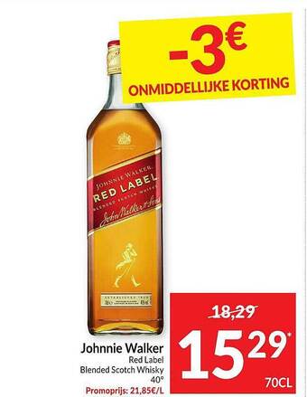 Intermarché Johnnie walker red label blended scotch whisky 70 cl aanbieding
