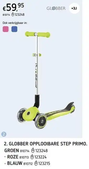 Globber opplooibare step primo. roze