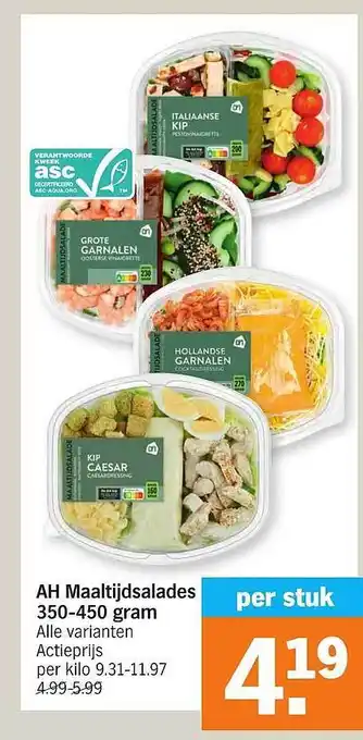 Albert Heijn Ah maaltijdsalades aanbieding