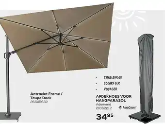 Supra Bazar Antraciet Frame - Taupe Doek, Afdekhoes Voor Hangparasol aanbieding