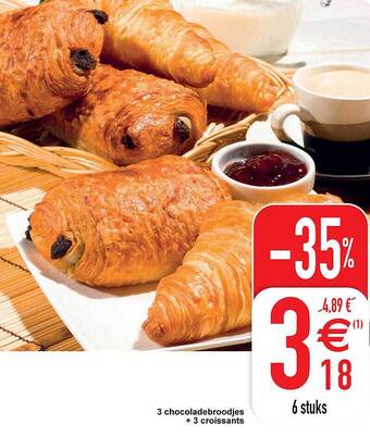 Cora 3 chocoladebroodjes + 3 croissants aanbieding