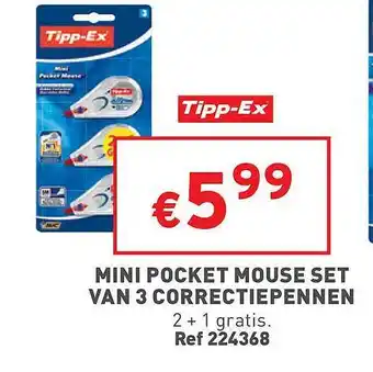 Mini pocket mouse set van 3 corrctiepennen