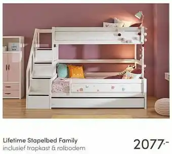 Baby & Tiener Lifetime stapelbed family inclusief trapkast + rolbodem aanbieding