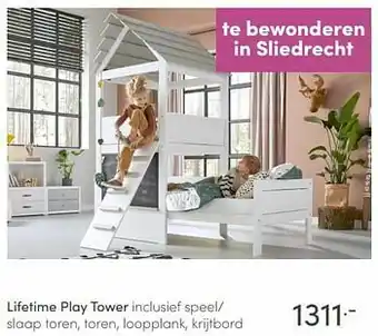Baby & Tiener Lifetime play tower inclusief speel-slaap toren, toren, loopplank, krijtbord aanbieding