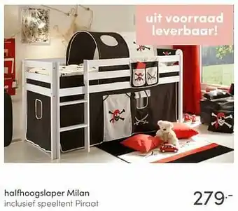 Baby & Tiener Halfhoogslaper milan inclusief speeltent piraat aanbieding