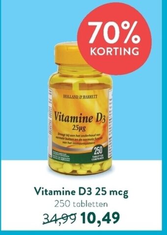 Holland & Barrett Vitamine D3 25 mcg 250 Tabletten aanbieding