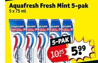 Kruidvat Aquafresh fresh mint 5pak aanbieding