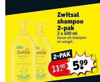 Kruidvat Zwitsal shampoo 2pak aanbieding