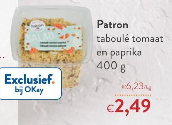 OKay Patron Taboule Tomaat en Paprika 400g aanbieding