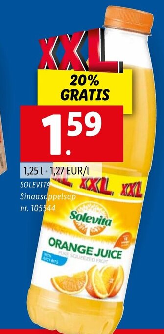 Lidl Solevita Sinaasappelsap aanbieding
