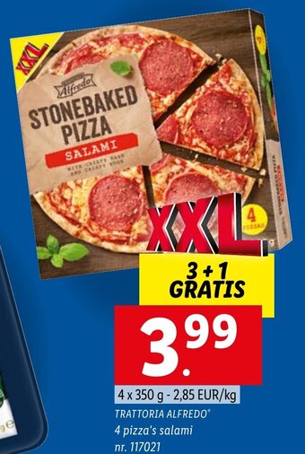 Lidl Trattoria Alfredo 4 Pizza's Salami aanbieding