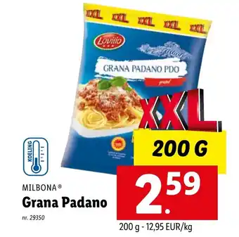 Lidl Milbona Grana Padano 200g aanbieding