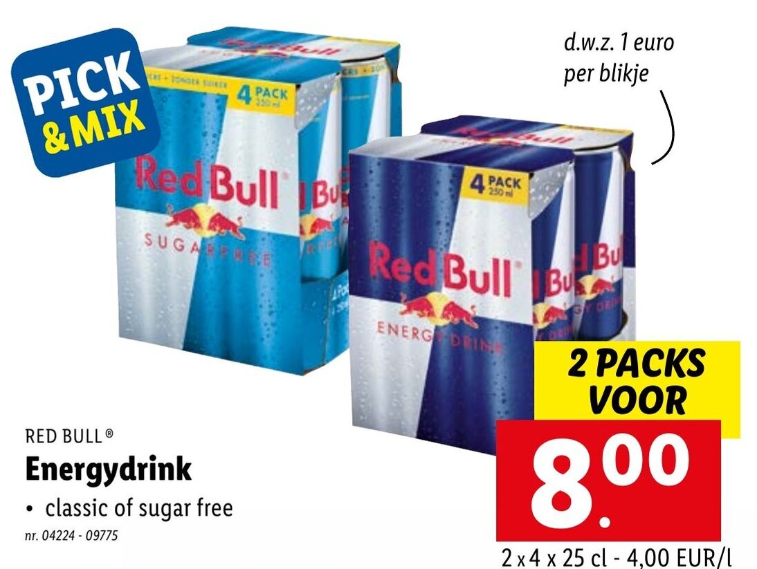 Red Bull Energydrink 2 Packs Voor promotie bij Lidl