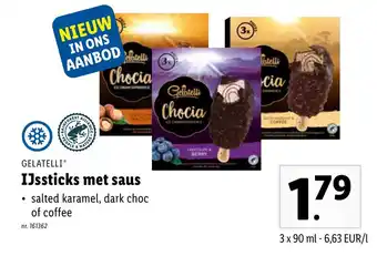 Gelatelli IJssticks Met Saus Salted Karamel, Dark Choc of Coffee