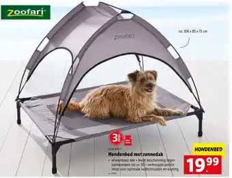 Lidl Zoofari Hondenbed met Zonnedak aanbieding