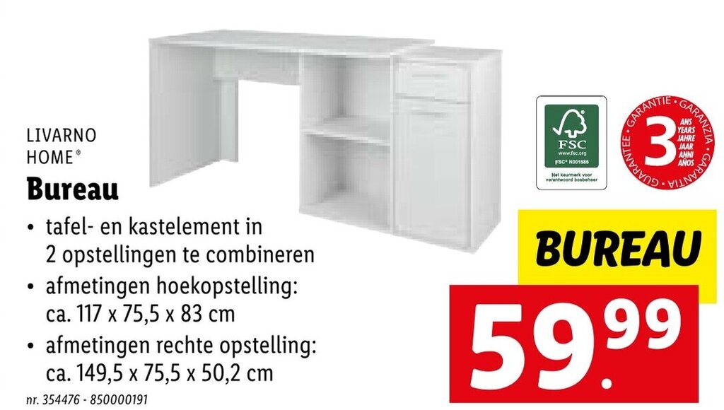 Lidl Livarno Home Bureau aanbieding