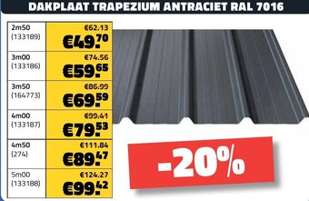 Bouwcenter Frans Vlaeminck Dakplaat Trapezium Antraciet Ral 7016 aanbieding