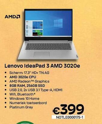 CompuDeals Lenovo ideapad 3 amd 3020e aanbieding
