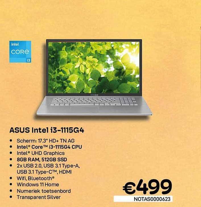 CompuDeals Asus intel i3-1115g4 aanbieding