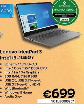 CompuDeals Lenovo ideapad 3 intel i5-1135g7 aanbieding
