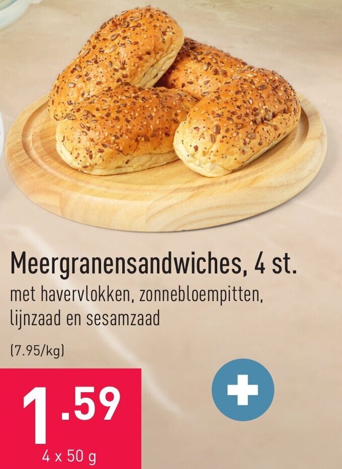 ALDI Meergranensandwiches, 4 st. aanbieding